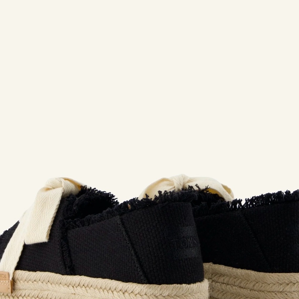 Toms Black Canvas Espadrilles with Cream Tie
